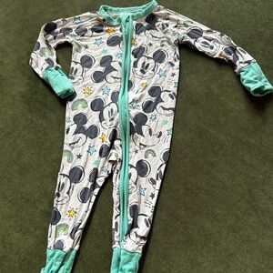 Grey & Teal Mickey Mouse little Sleepies zippy